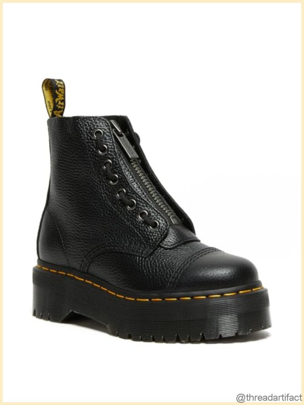 Dr. Martens Sinclair 8 Eye Leather Combat Boots Zip Up Platform Booties